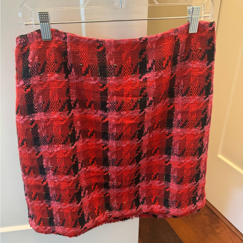 Ann Taylor Red and Black Plaid Mini Skirt